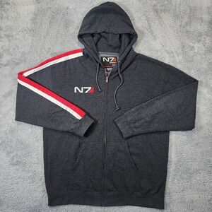 Bioware Mass Effect N7 Hoodie Mens Size 2XL Black Spectre Elite Full Zip Logo